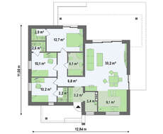 Современный одноэтажный загородный дом с плоской кровлей