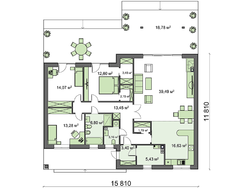 Красивый проект одноэтажного коттеджа с плоской крышей