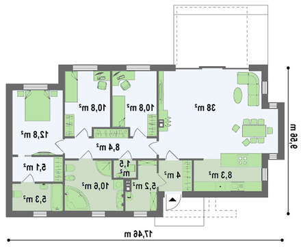 Запоминающийся проект одноэтажного дома в стиле хай-тек