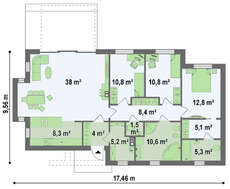 Запоминающийся проект одноэтажного дома в стиле хай-тек