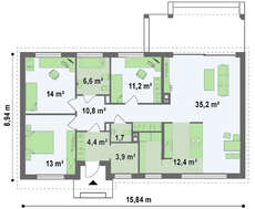 Проекты домов одноэтажных до м2. Планы одноэтажных домов площадью до кв м