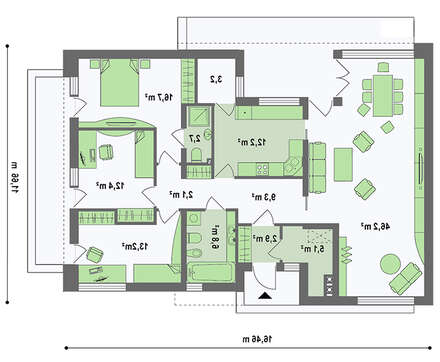 Проект одноэтажного коттеджа с плоской крышей