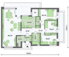 Проект одноэтажного коттеджа с плоской крышей