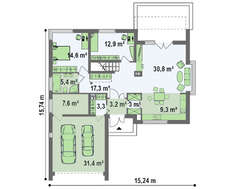 Двухэтажный коттедж с террасой на втором этаже