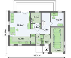 Проект современного загородного коттеджа с мансардой и гаражом