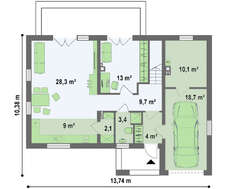 Удачный проект классического дома с гаражом