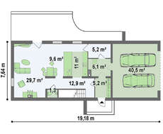 Проект современного коттеджа с оригинальным фасадом для узкого участка