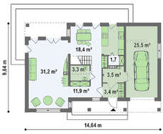 Мансардный дом с тремя спальнями на втором этаже