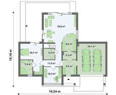 Современный проект коттеджа с двумя спальнями