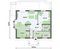 Проект уютного коттеджа с мансардой площадью 140 m²