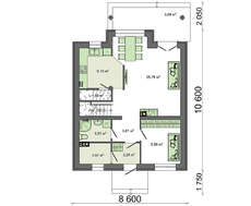 Проект мансардного загородного дома с кухней на южной стороне