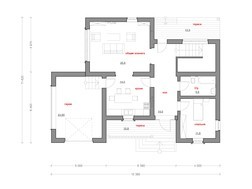 Проект двухэтажного загородного коттеджа с кирпичным фасадом и пристроенным гаражом