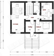 Классический дом с мансардой и крыльцом со ступеньками
