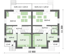 Проект стильного 1.5-этажного коттеджа с многоскатной крышей