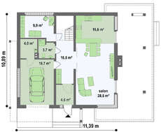 Проект простого двухэтажного дома с гаражом