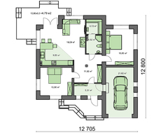 Коттедж с кирпичным фасадом, с сауной и встроенным гаражом