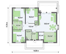 Каркасный вариант популярного проекта одноэтажного дома