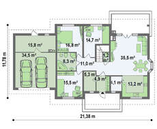 Проект традиционного просторного большого дома с мансардой