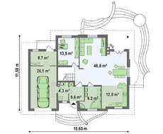 Проект классического просторного дома с гаражом и балконами