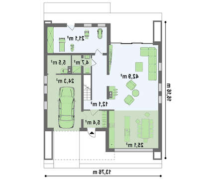 Проект современного двухэтажного дома с встроенным гаражом