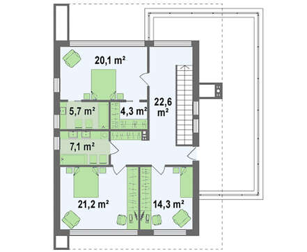 Проект современного двухэтажного дома с встроенным гаражом