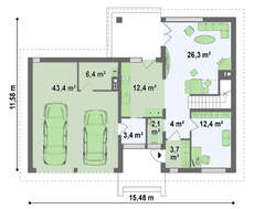 Проект классического двухэтажного коттеджа с гаражом на два автомобиля