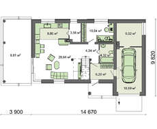 Красивый светлый двухэтажный дом с большой террасой на втором этаже