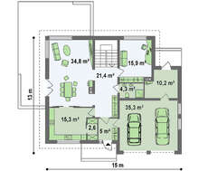 Проект двухэтажного дома с застекленным балконом над гаражом