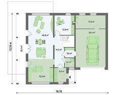 Проект двухэтажного современного коттеджа с просторной террасой над гаражом