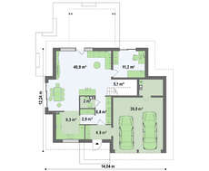 Проект красивого дома с оригинальными окнами и гаражом для 2 машин