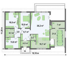 Проект шикарного удобного и комфортного одноэтажного особняка с гаражом
