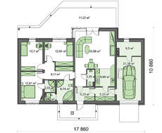Версия проекта одноэтажного коттеджа 4M090 с перепланировкой