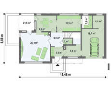 Двухэтажный современный дом с комфортным угловым балконом