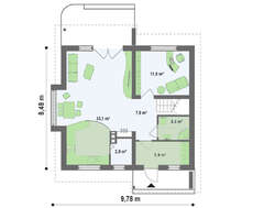 Компактный мансардный коттедж с кабинетом на 1ом этаже