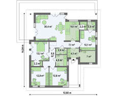 Версия проекта дома 4M174 без гаража с отдельным кабинетом