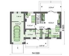 Коттедж с мансардой по типу 4M188 с гаражом на одну машину