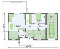 Проект дома с мансардой по типу 4M258 с гаражом на 1 машину
