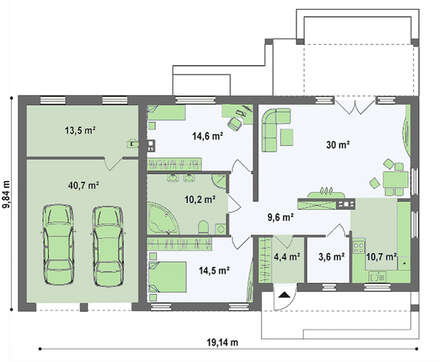 Проект дачного коттеджа по типу 4M272 с гаражом