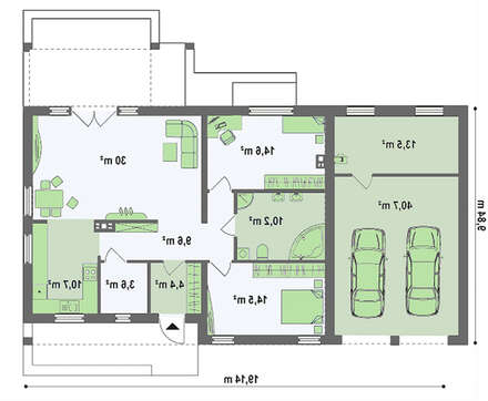 Проект дачного коттеджа по типу 4M272 с гаражом