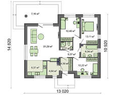 Проект измененного коттеджа по типу 4M314 с увеличенной гостиной