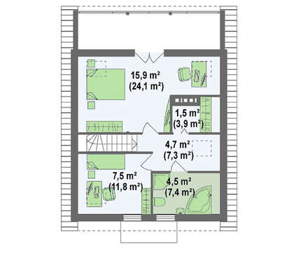 Проект коттеджа с мансардой и внешним камином по типу 4M362