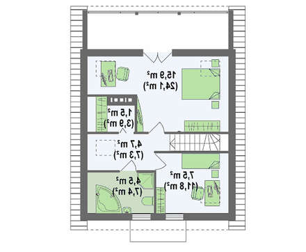 Проект коттеджа с мансардой и внешним камином по типу 4M362
