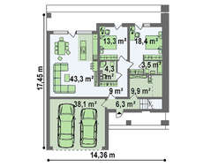 Современный стильный дом для двух семей с комфортабельными террасами