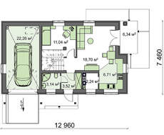 Проект популярного дома для отдыха 4M480 с гаражом пристроенным слева
