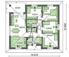 Недорогой вариант одноэтажного дома 4M470 без гаража
