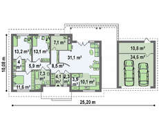 Одноэтажный дом с пристроенным гаражом и опрятной крышей