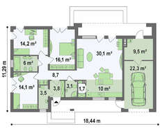 Проект дома хай-тек по типу 4M590 с гаражом для 1-ой машины