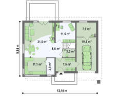 Популярный проект коттеджа 4M636, только с кирпичным фасадом