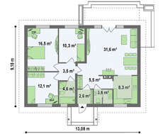 Проект дома в классическом стиле размерами 10 на 10 метров