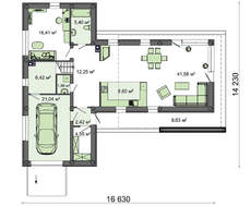 Оригинальный дом Т-образной формы с современным внешним видом